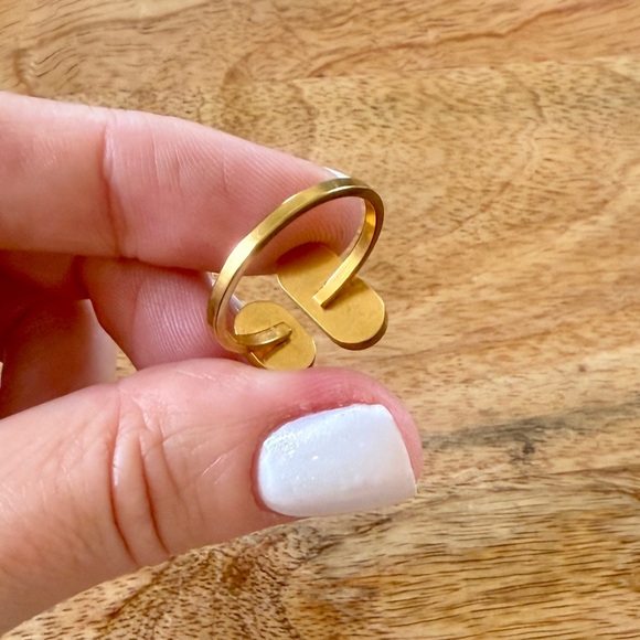 🍒3 for $30 🍒 Pink Enamel Stainless steel golden ring, 7 - Picture 3 of 4